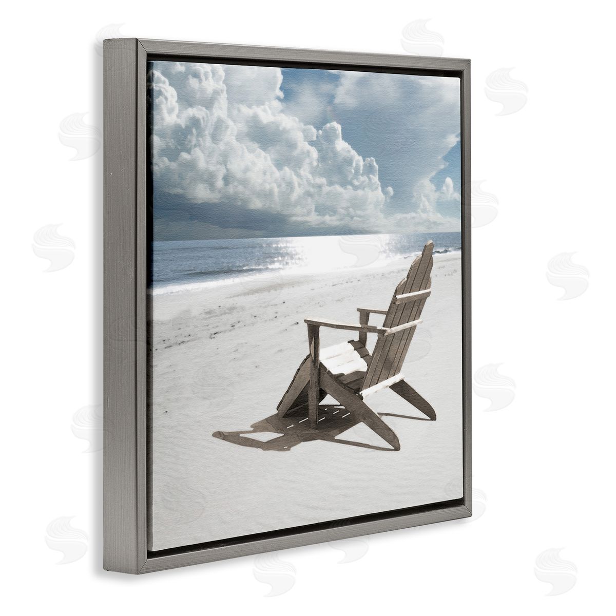 Rolling Clouds Beach Grey Floating Frame Canvas Wall Art, Home Decor by Noah Bay