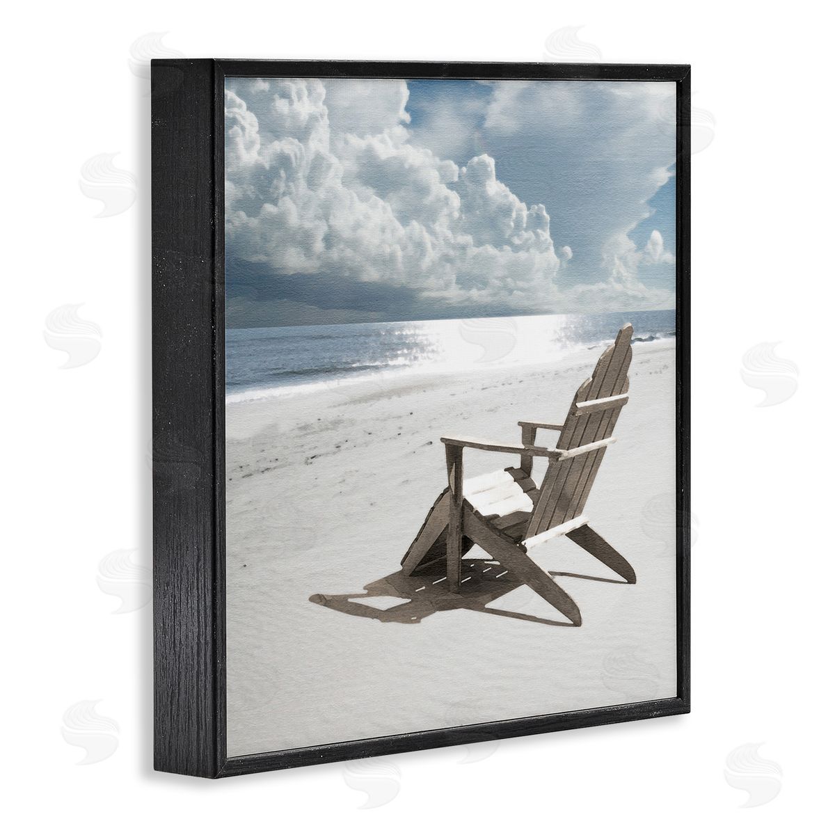Rolling Clouds Beach Black Frame Print Wall Art, Home Decor by Noah Bay