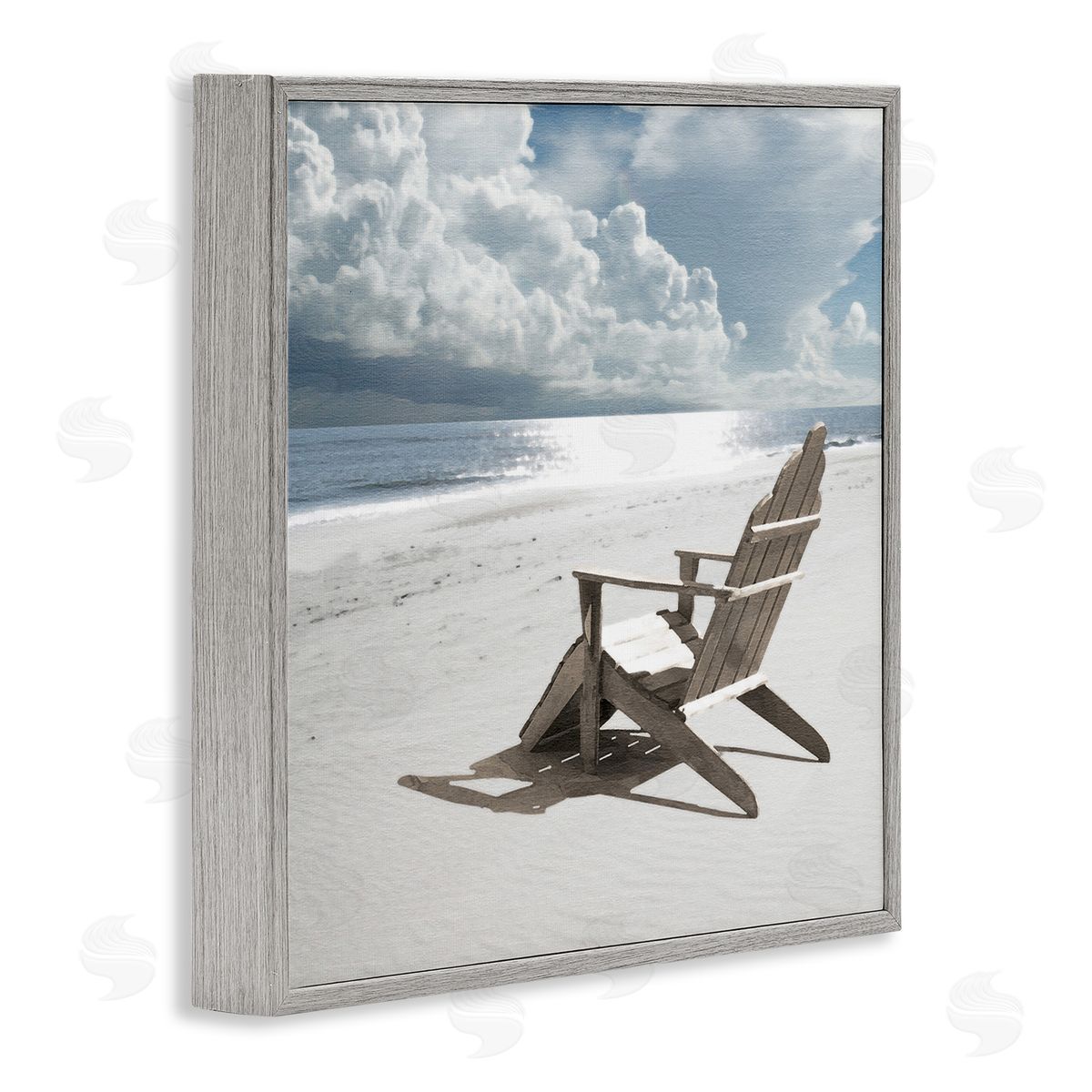 Rolling Clouds Beach Grey Frame Print Wall Art, Home Decor by Noah Bay