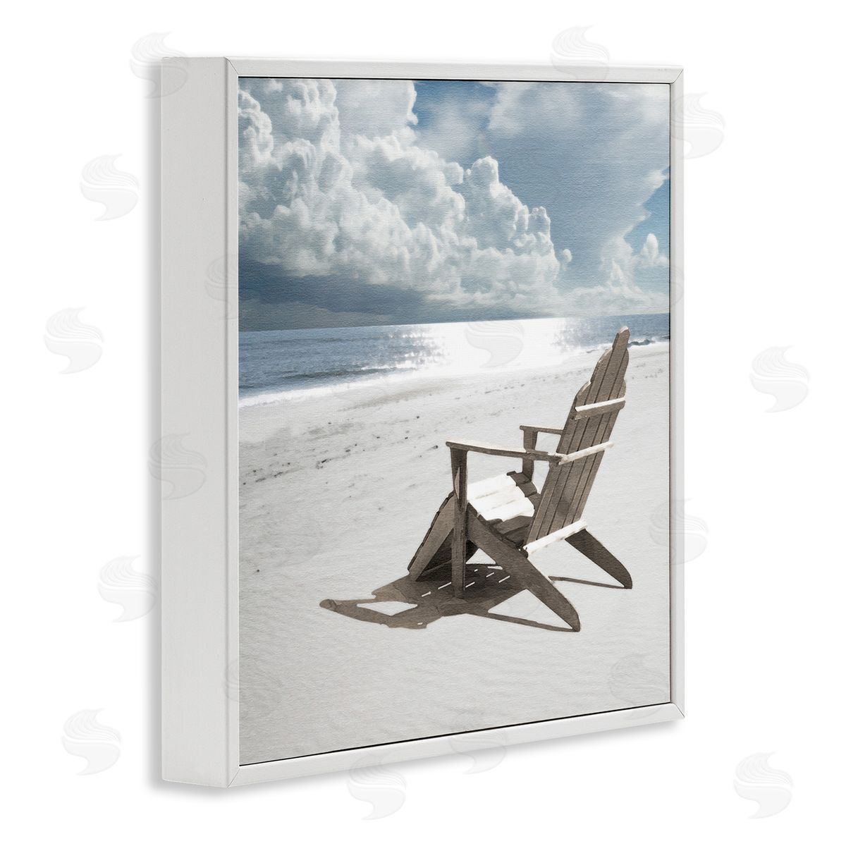 Rolling Clouds Beach White Frame Print Wall Art, Home Decor by Noah Bay