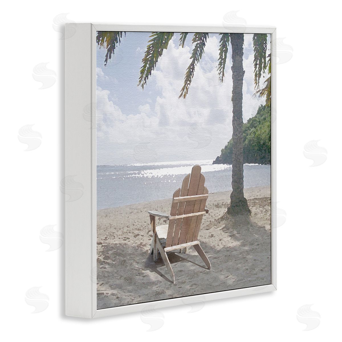 Chair Under Palm Tree White Frame Print Wall Art, Home Decor by Noah Bay