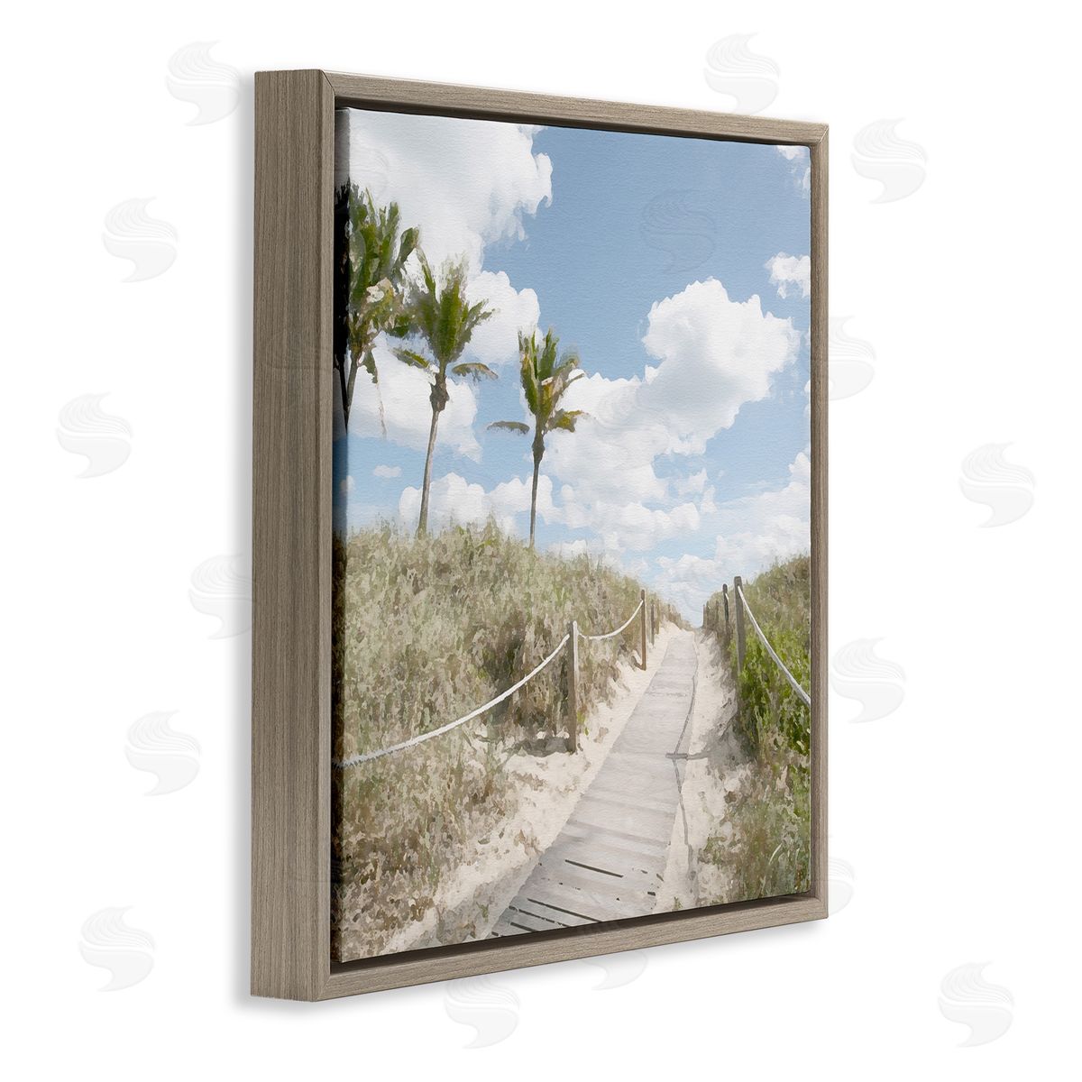 Stroll In Dunes Landscape Brown Floating Frame Canvas Wall Art, Home Decor by Noah Bay