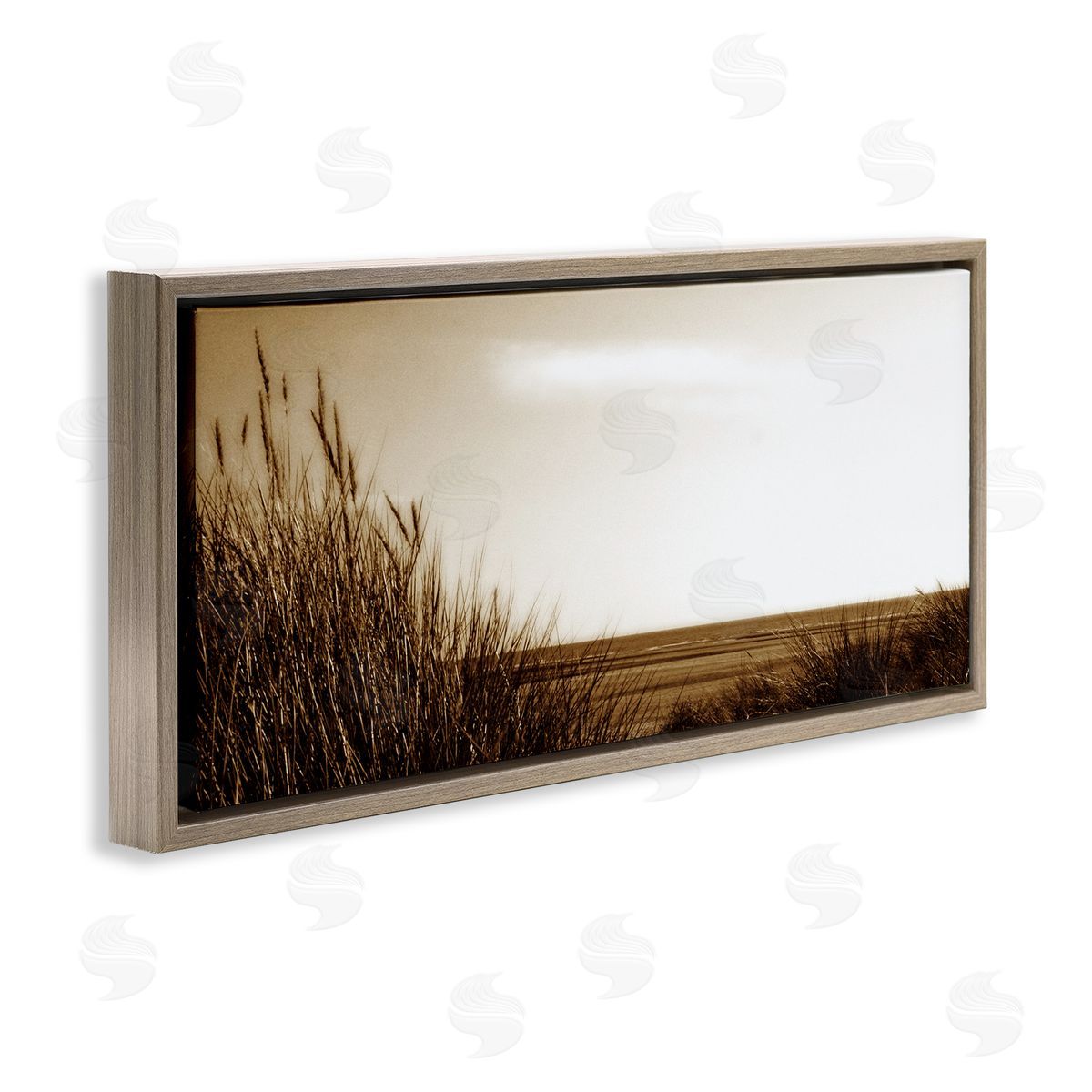 Long View Horizon Brown Floating Frame Canvas Wall Art, Home Decor by Noah Bay