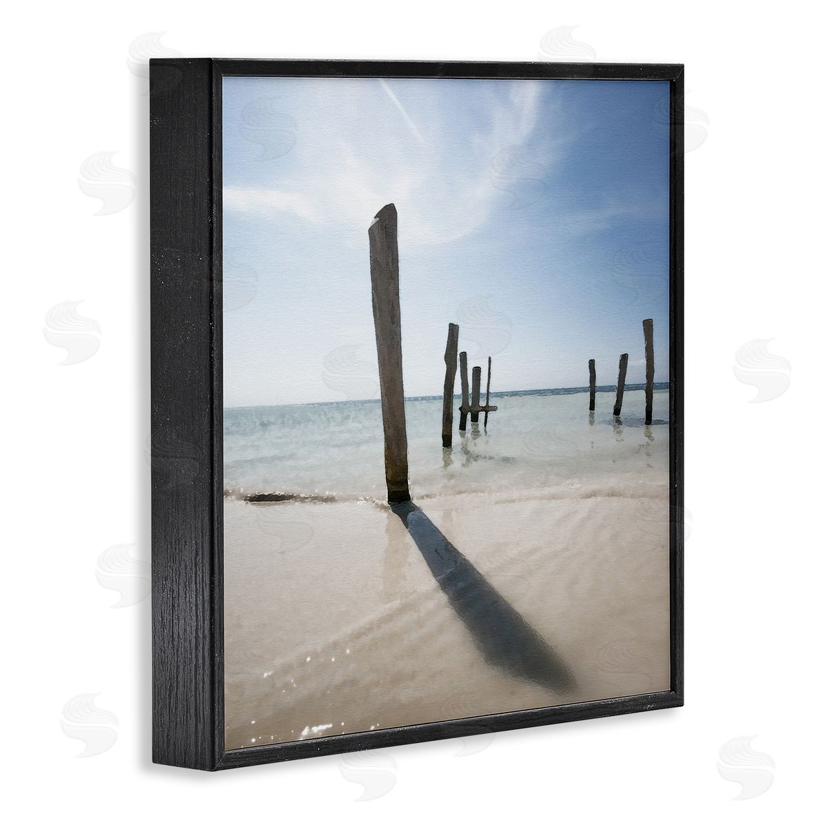 Eight Beach Posts Black Frame Print Wall Art, Home Decor by Noah Bay