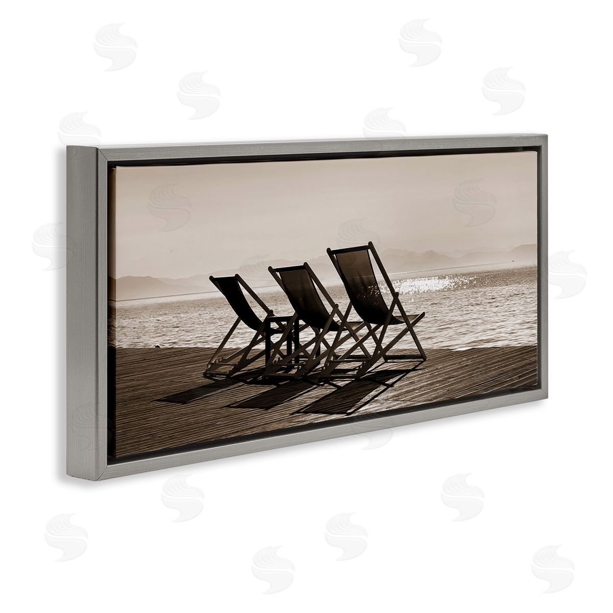 On Deck Beach Chairs Grey Floating Frame Canvas Wall Art, Home Decor by Noah Bay