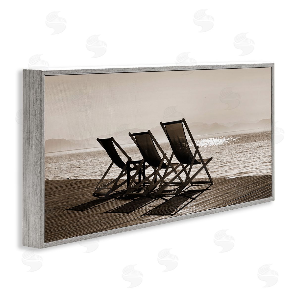 On Deck Beach Chairs Grey Frame Print Wall Art, Home Decor by Noah Bay