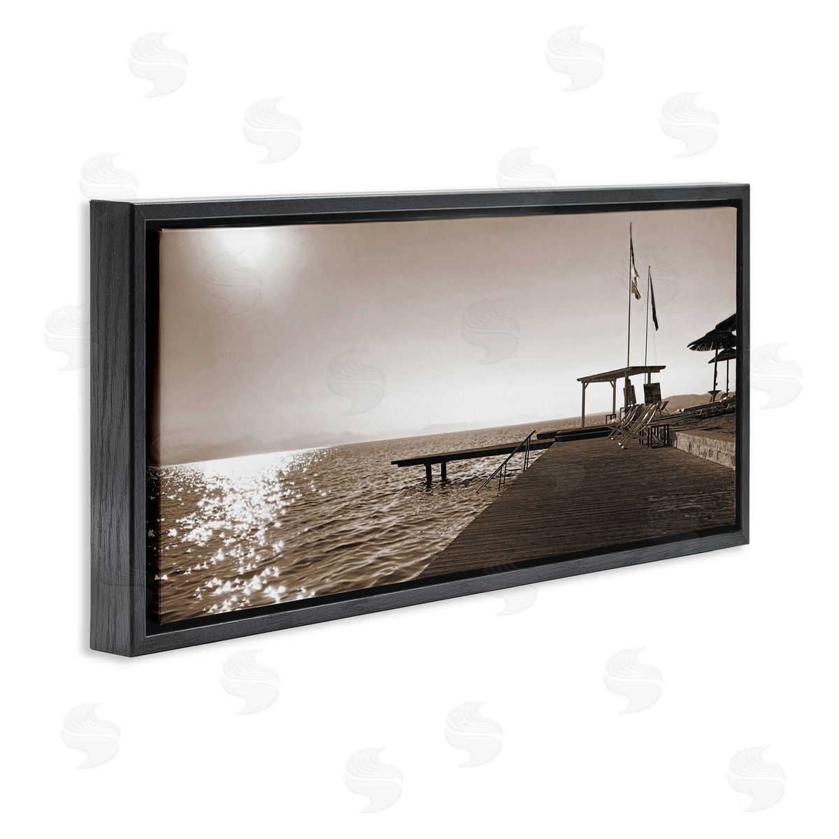 On Deck Summer Scene Black Floating Frame Canvas Wall Art, Home Decor by Noah Bay