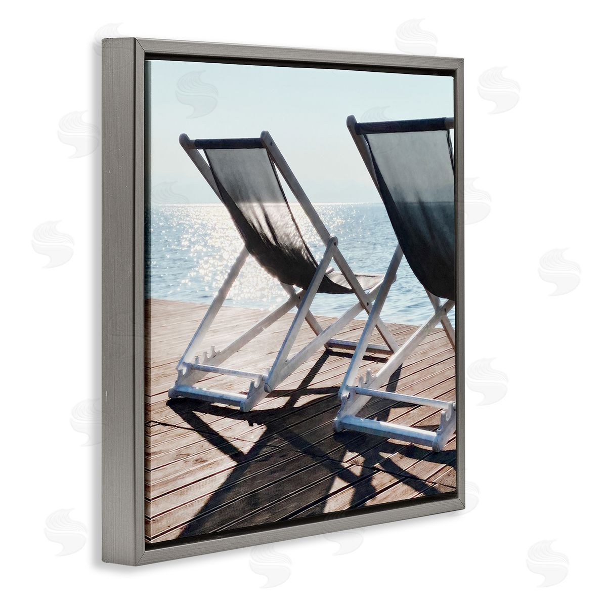 Beach Shadow Reach Grey Floating Frame Canvas Wall Art, Home Decor by Noah Bay