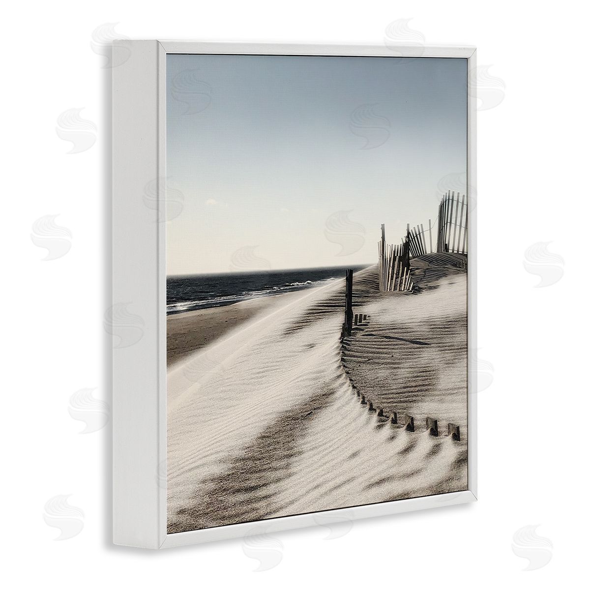 Rippled Beach Fence White Frame Print Wall Art, Home Decor by Noah Bay
