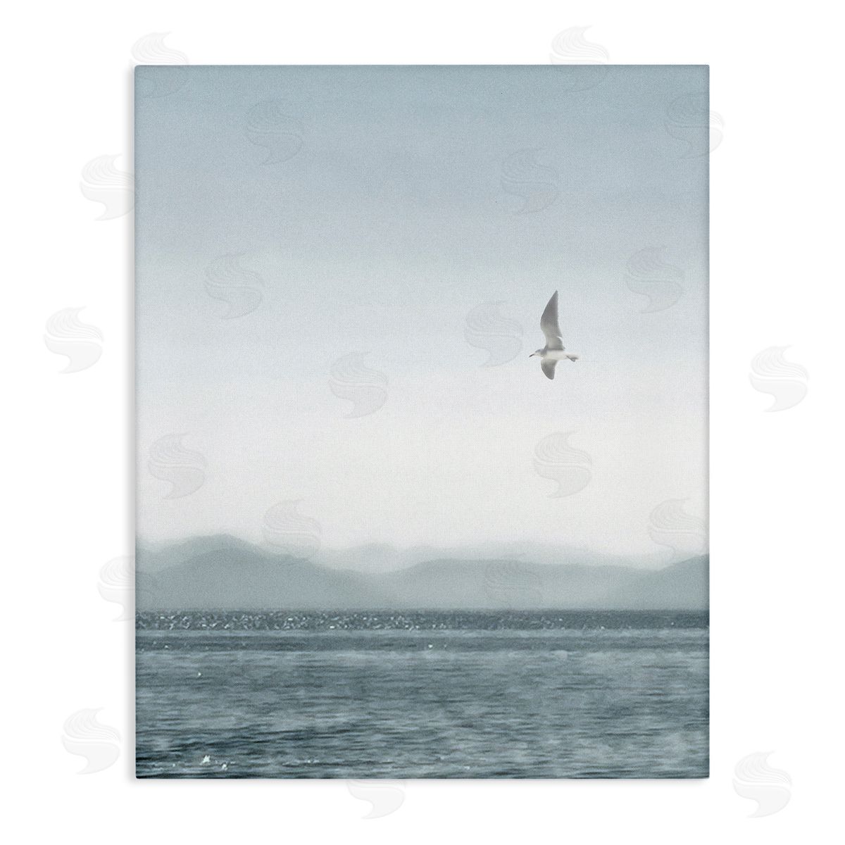 Lone Gull over Sea Canvas Wall Art, Home Decor by Noah Bay