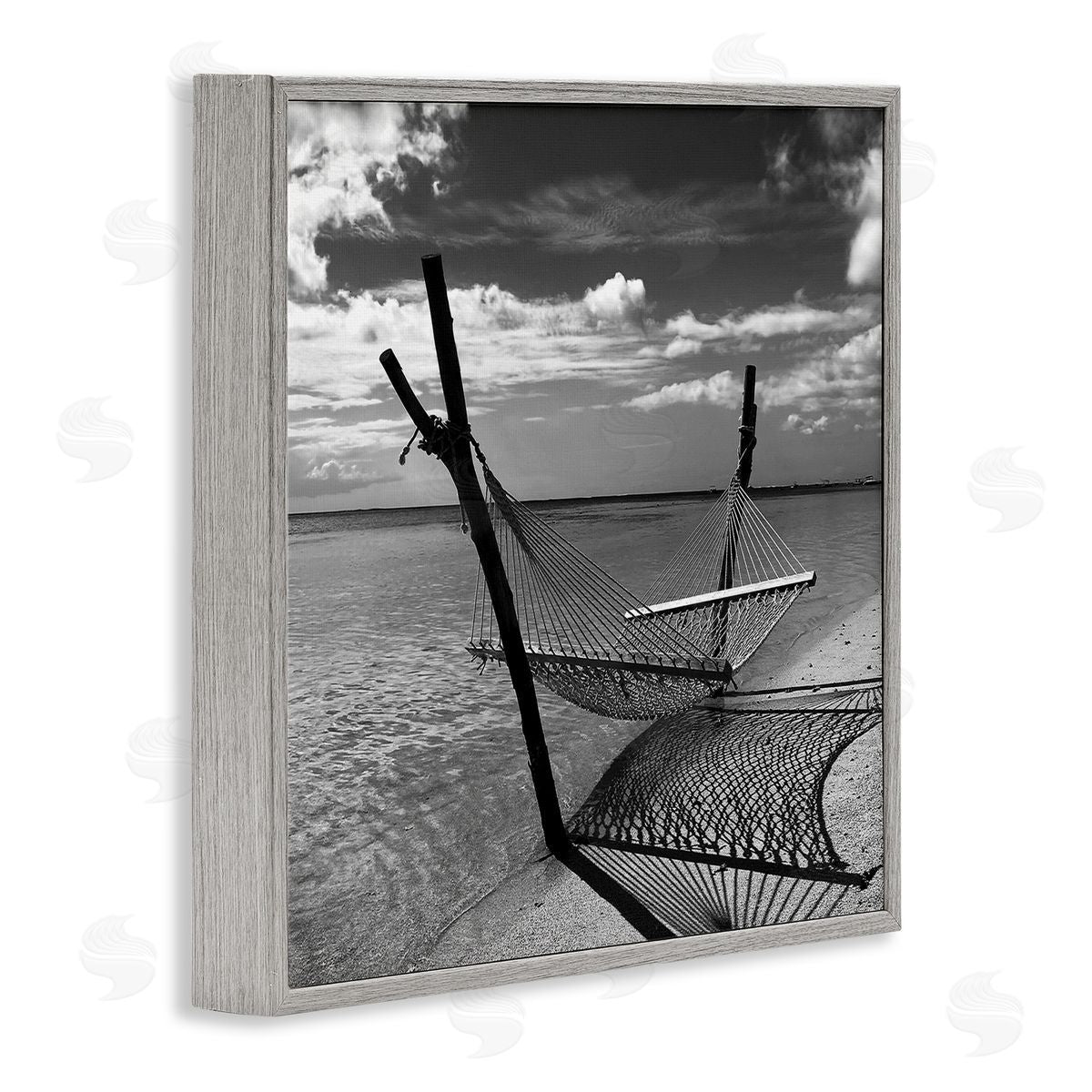 Windward Beach Hammock Grey Frame Print Wall Art, Home Decor by Noah Bay