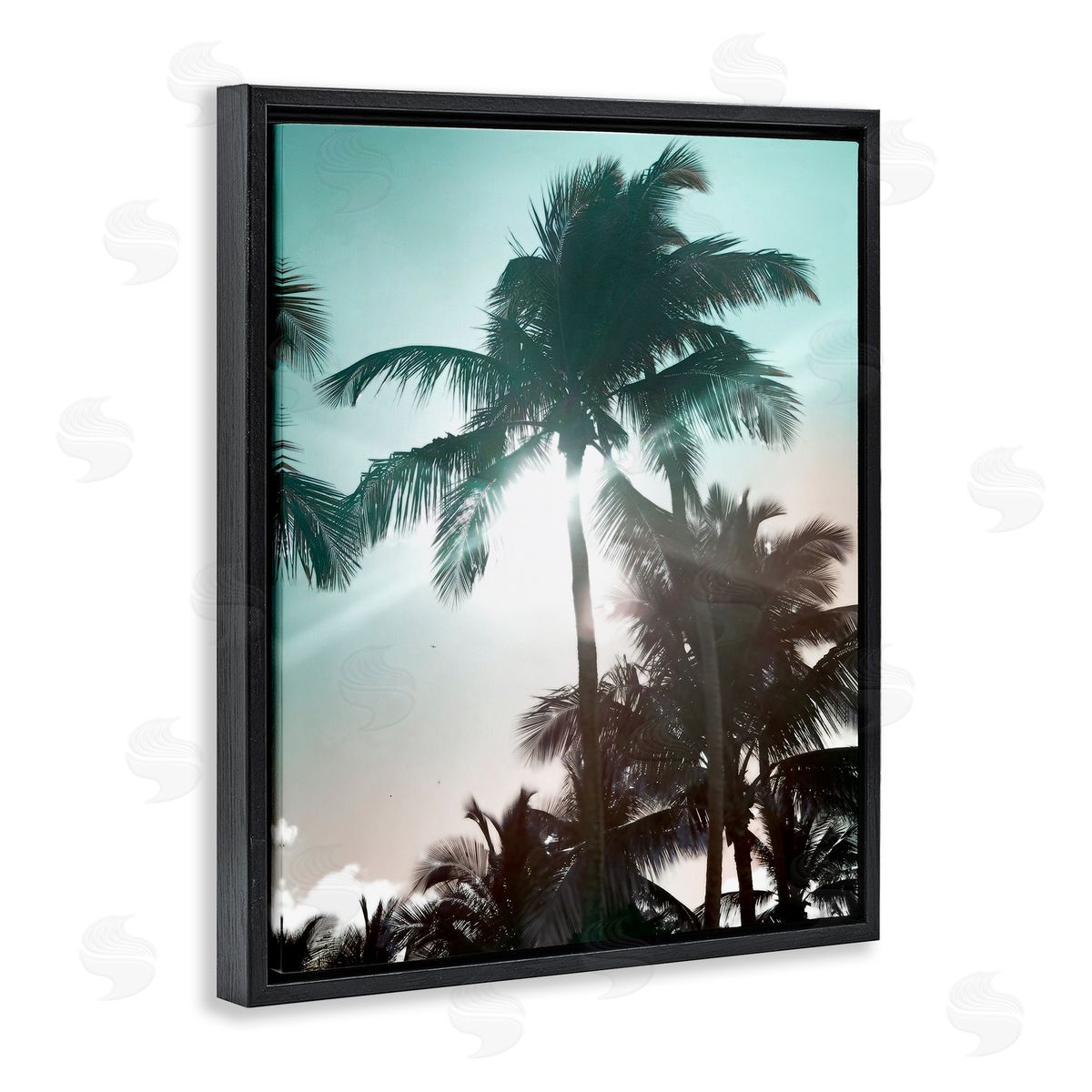 Shady Palm Trees Black Floating Frame Canvas Wall Art, Home Decor by Noah Bay