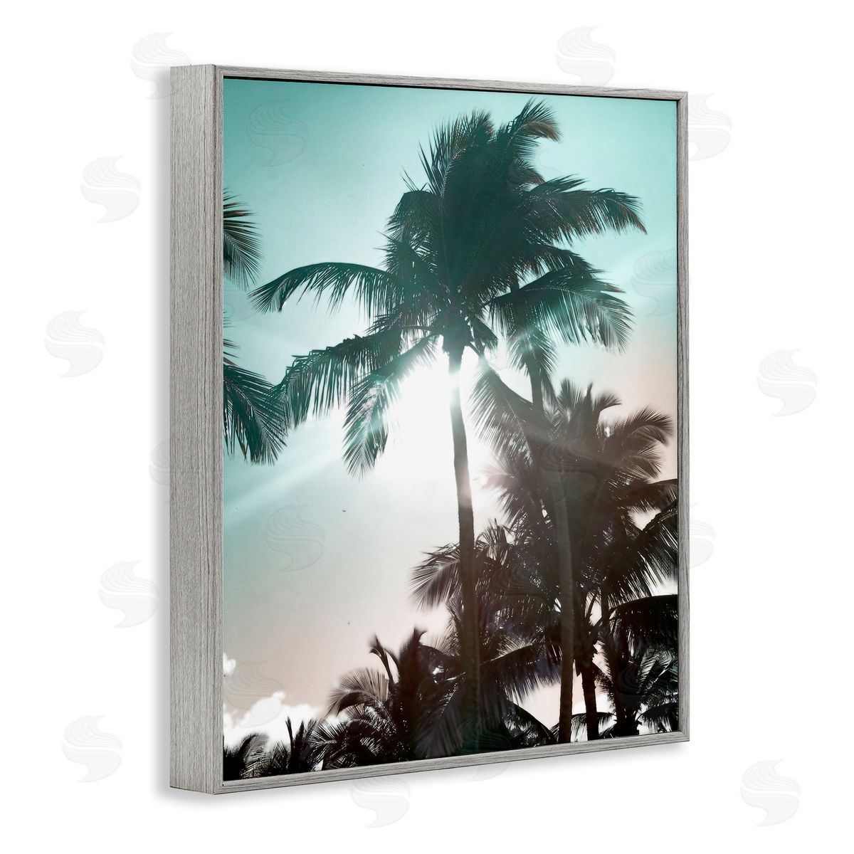 Shady Palm Trees Grey Frame Print Wall Art, Home Decor by Noah Bay