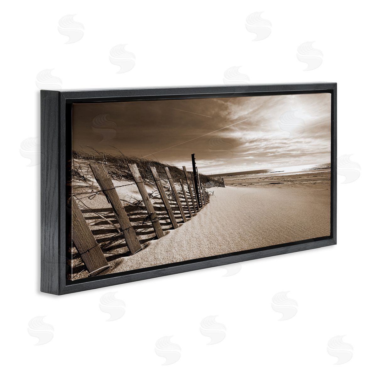 Serene Sands View Black Floating Frame Canvas Wall Art, Home Decor by Noah Bay