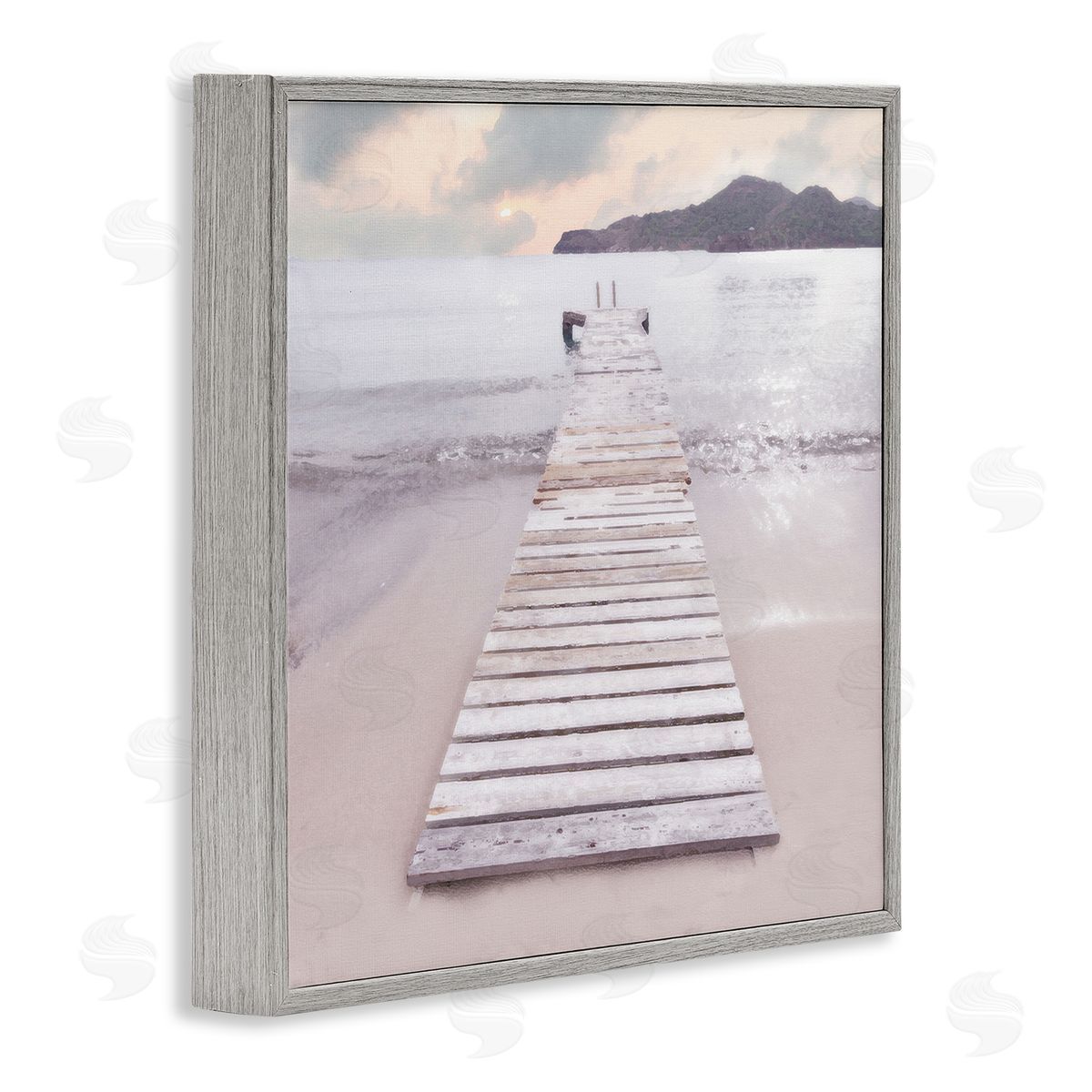 Zen Beach Dock Grey Frame Print Wall Art, Home Decor by Noah Bay