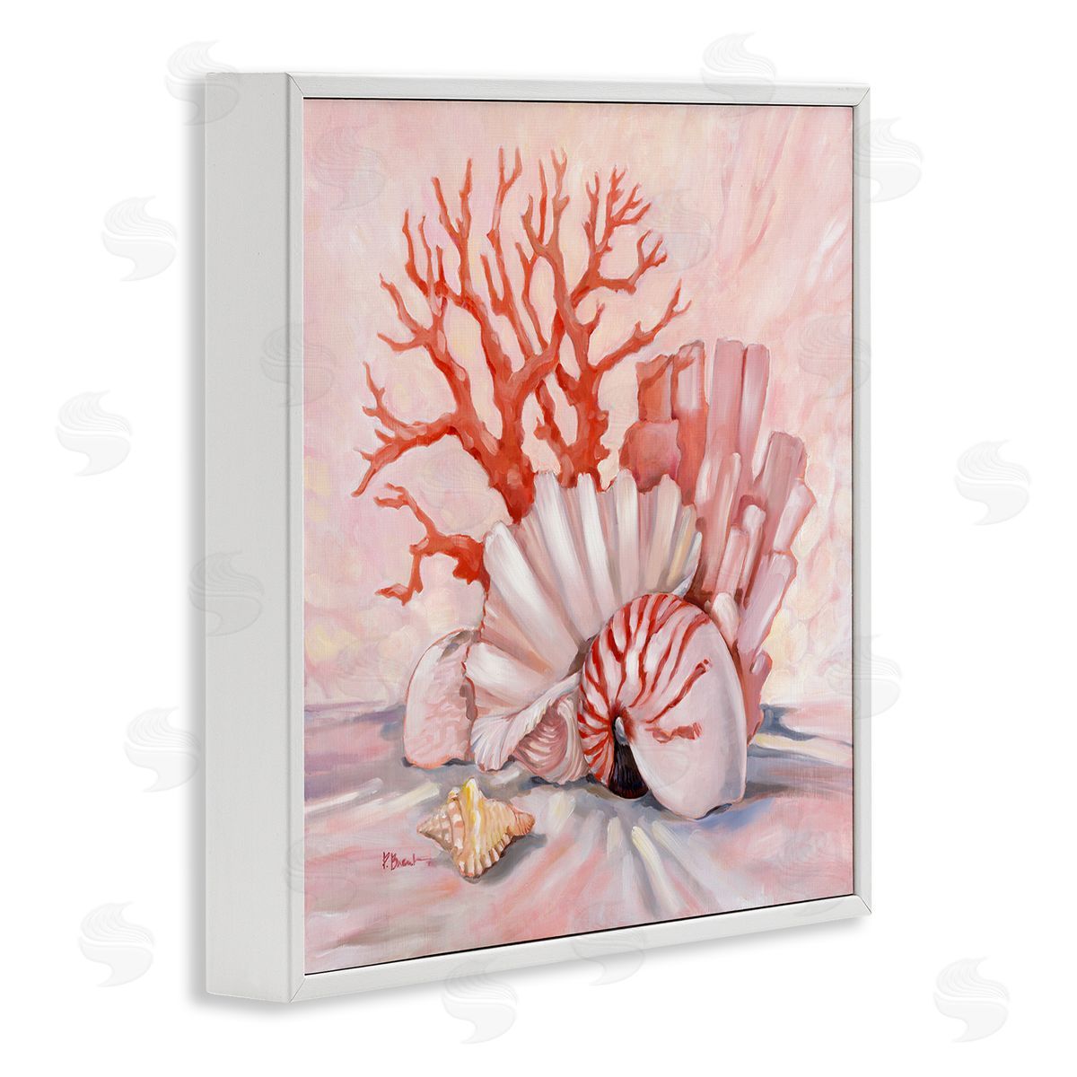 Pink Coral Still Life White Frame Print Wall Art, Home Decor by Paul Brent