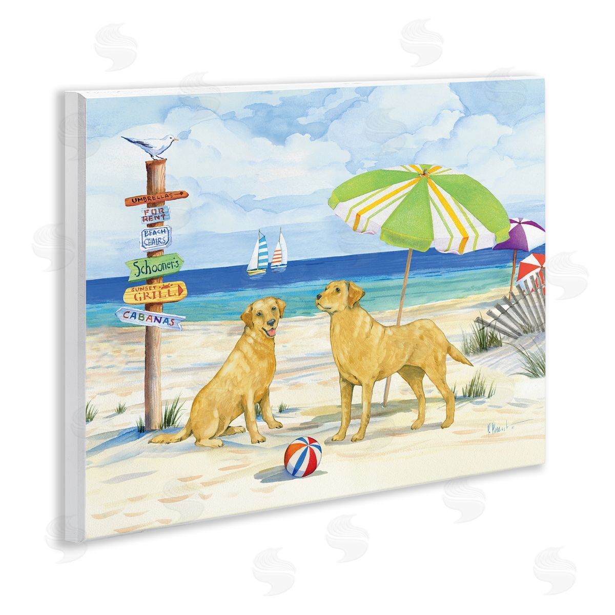 Dog Beach Day Wood Plaque Wall Art, Home Decor by Paul Brent