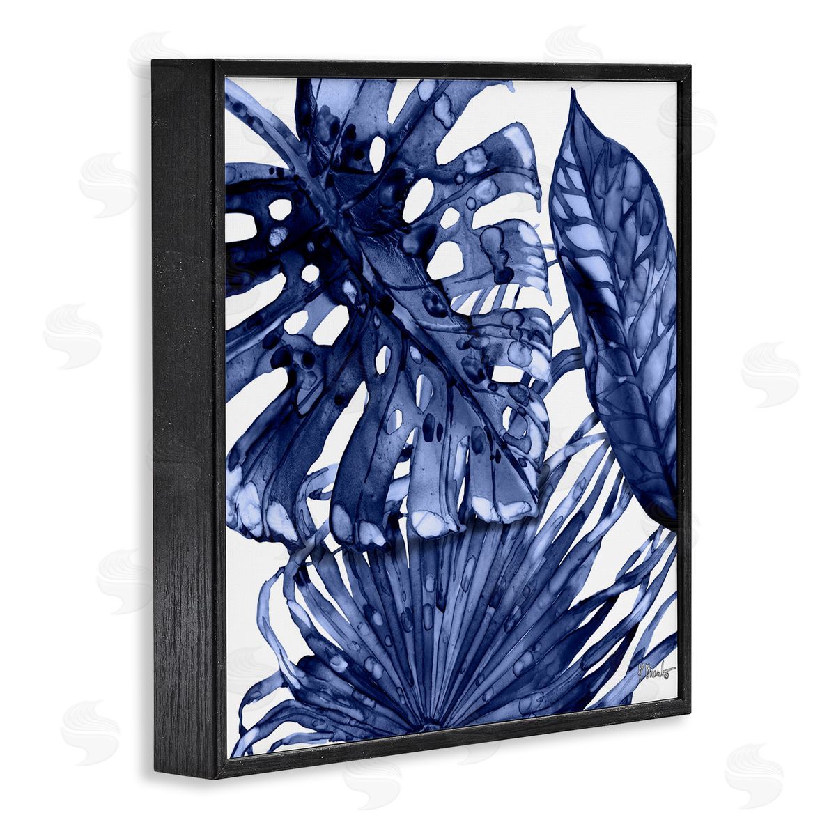 Blue Hued Palms Black Frame Print Wall Art, Home Decor by Paul Brent