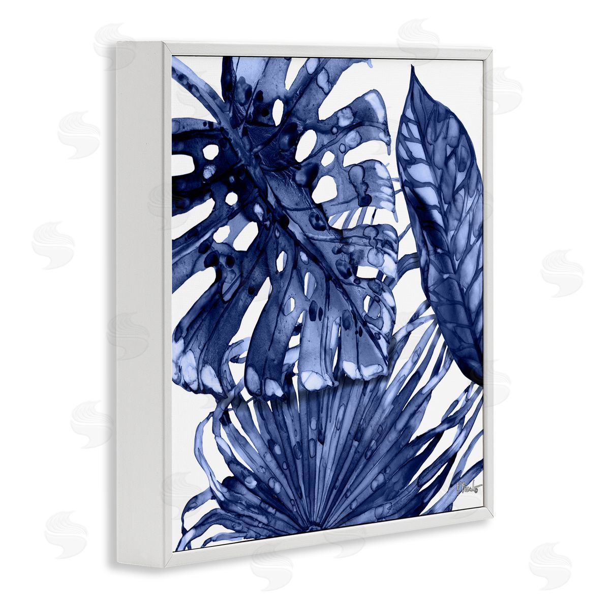Blue Hued Palms White Frame Print Wall Art, Home Decor by Paul Brent