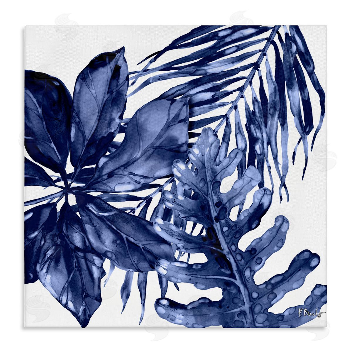 Blue Hued Plant Leaves Canvas Wall Art, Home Decor by Paul Brent