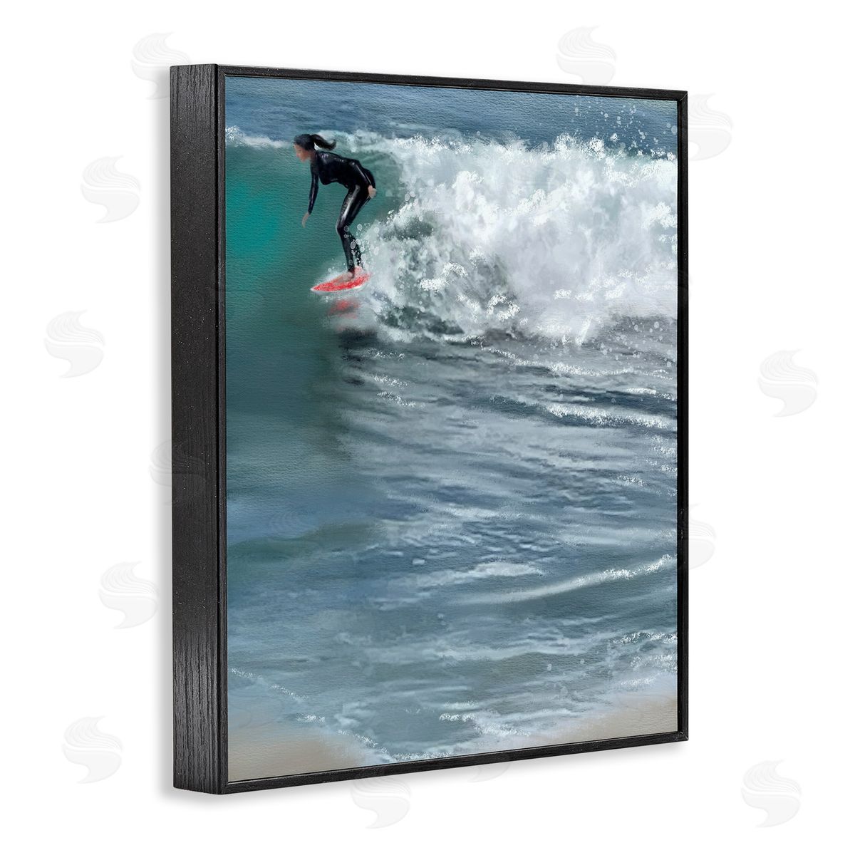 Cali Surfer Girl Black Frame Print Wall Art, Home Decor by Matthew Piotrowicz