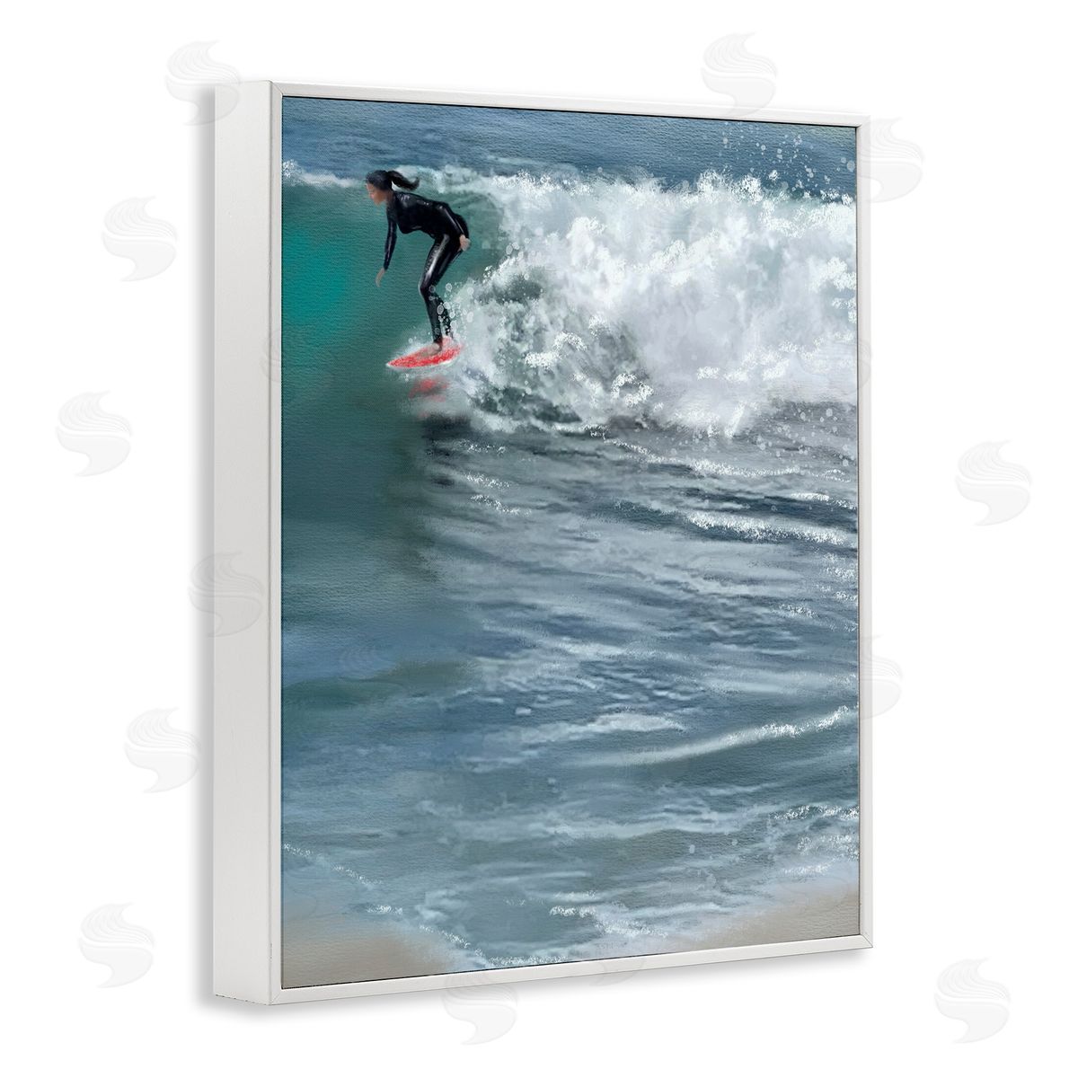 Cali Surfer Girl White Frame Print Wall Art, Home Decor by Matthew Piotrowicz