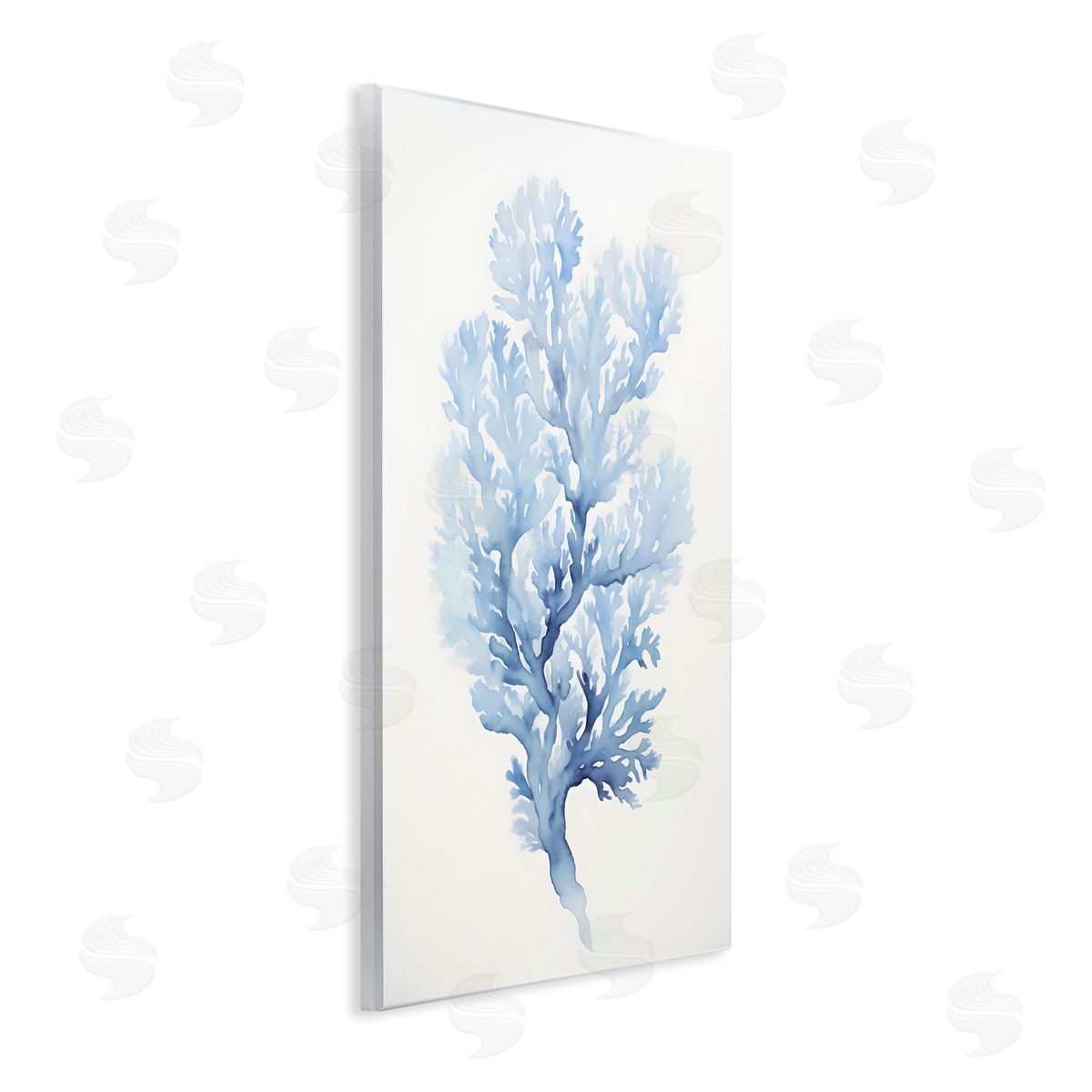 Indigo Coral Shape Wood Plaque Wall Art, Home Decor by Petal Prints Design