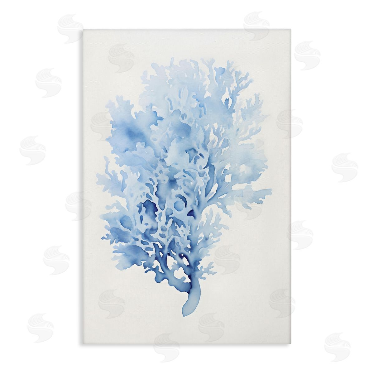 Indigo Coral Impression Canvas Wall Art, Home Decor by Petal Prints Design