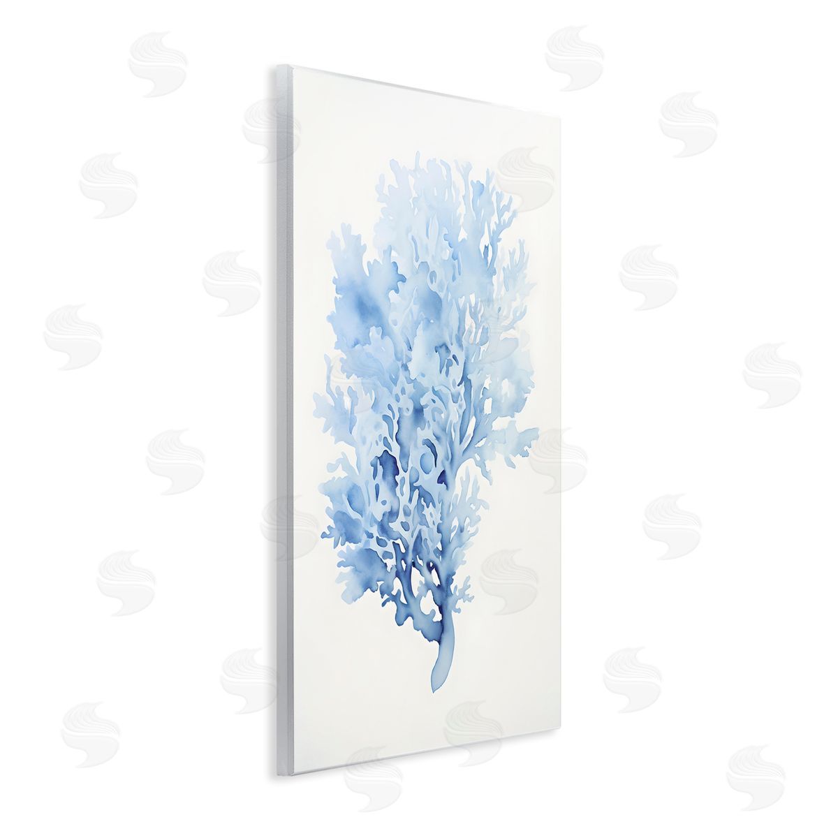 Indigo Coral Impression Wood Plaque Wall Art, Home Decor by Petal Prints Design
