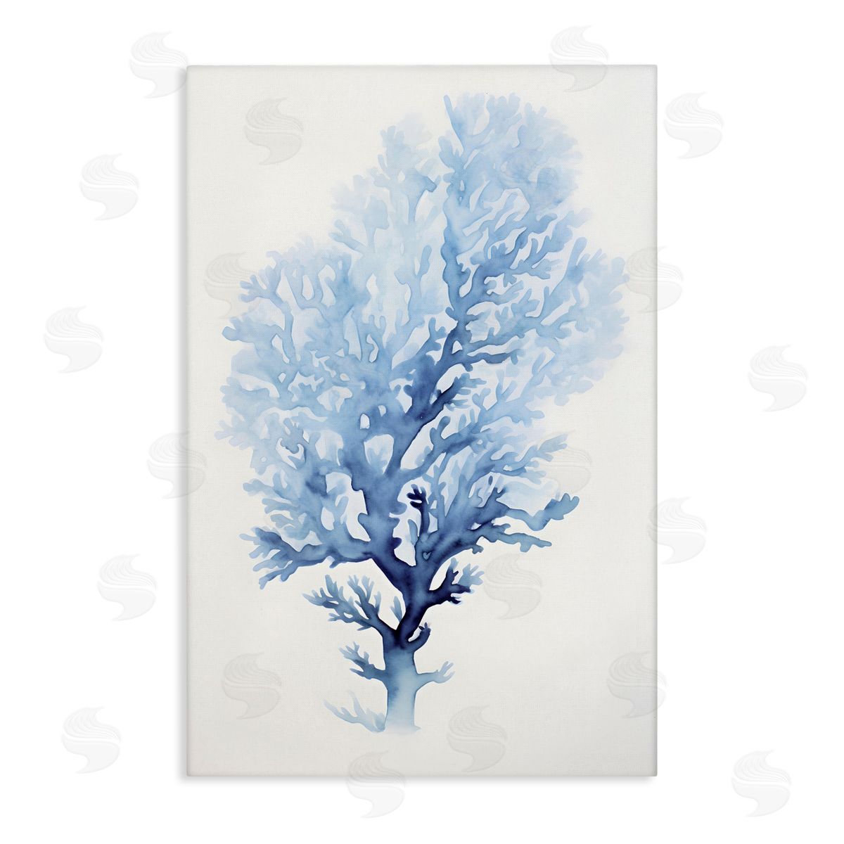 Blue Coral Impression Canvas Wall Art, Home Decor by Petal Prints Design