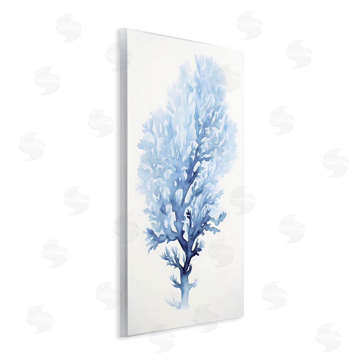 Blue Coral Impression Wood Plaque Wall Art, Home Decor by Petal Prints Design