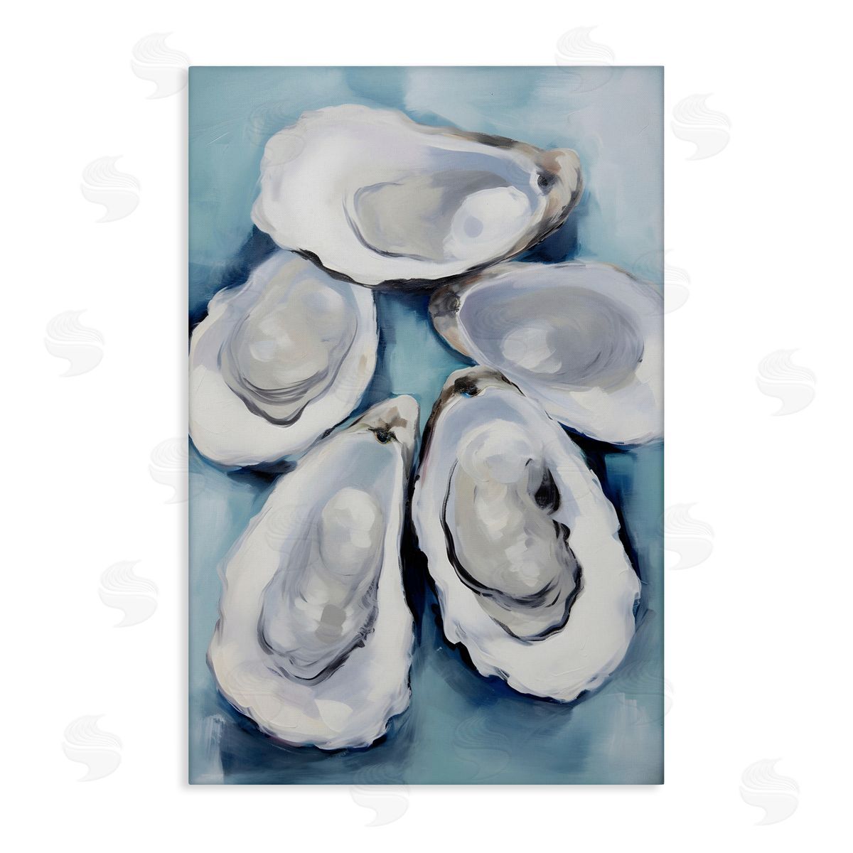 Five Oyster Shells Canvas Wall Art, Home Decor by Petal Prints Design
