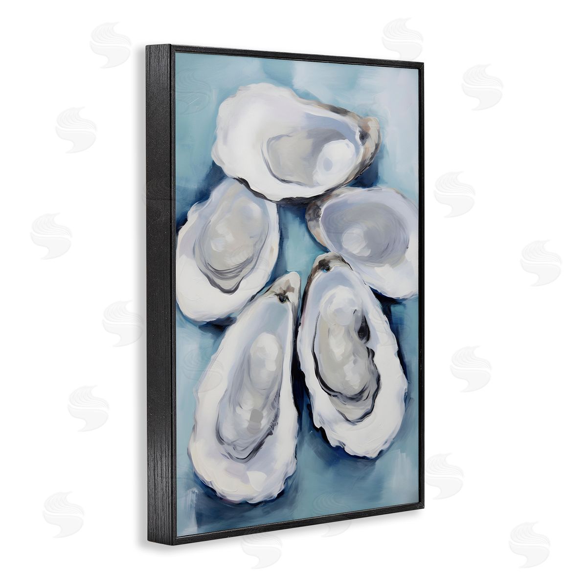 Five Oyster Shells Black Frame Print Wall Art, Home Decor by Petal Prints Design
