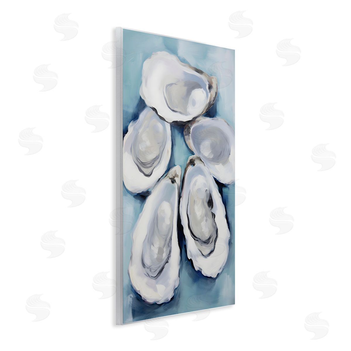Five Oyster Shells Wood Plaque Wall Art, Home Decor by Petal Prints Design