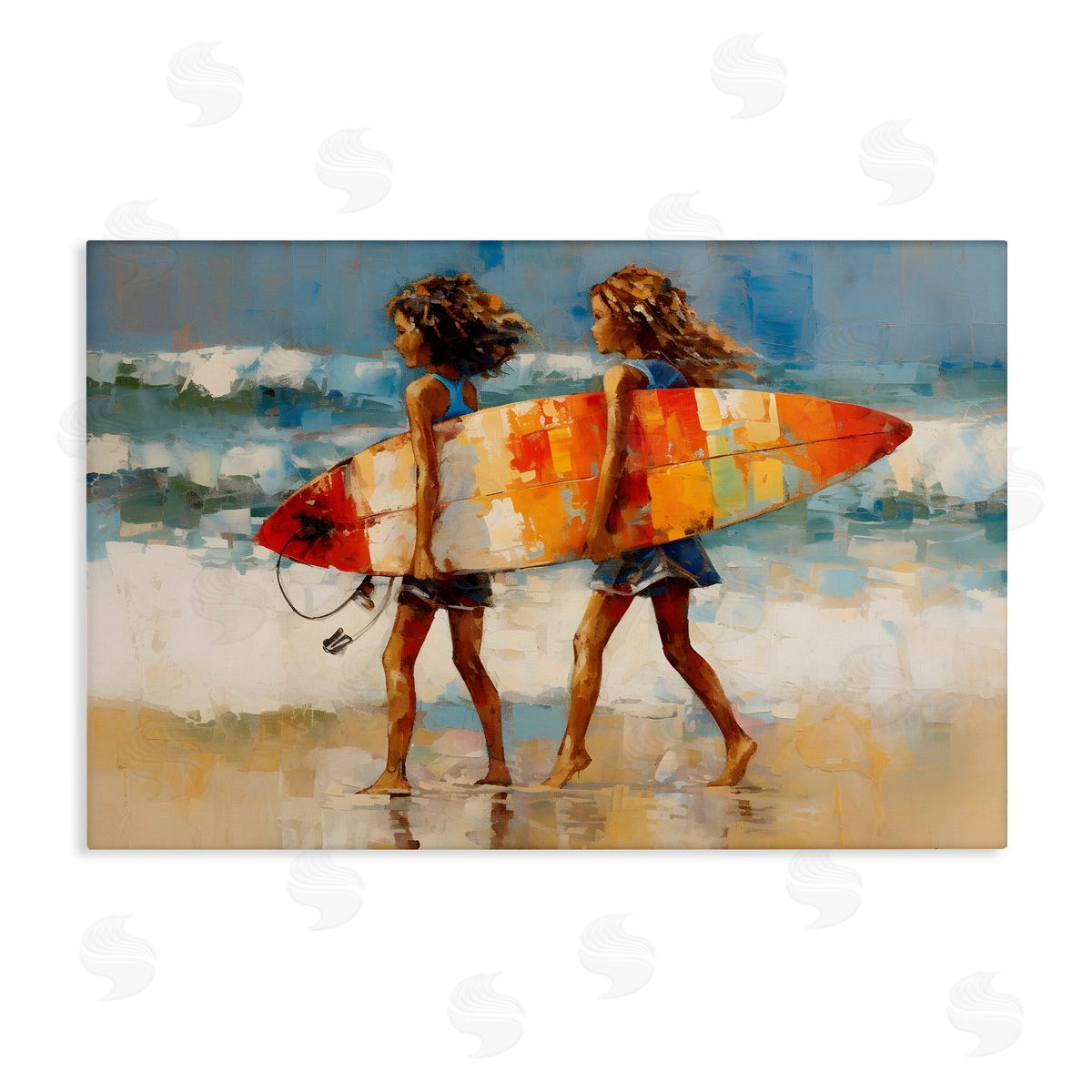Surfboard Kids Friends Canvas Wall Art, Home Decor by Petal Prints Design
