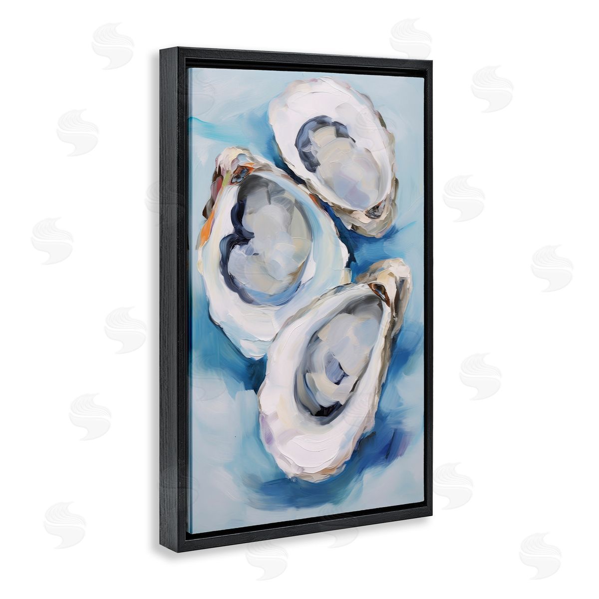 Oyster Shell Trio Black Floating Frame Canvas Wall Art, Home Decor by Petal Prints Design