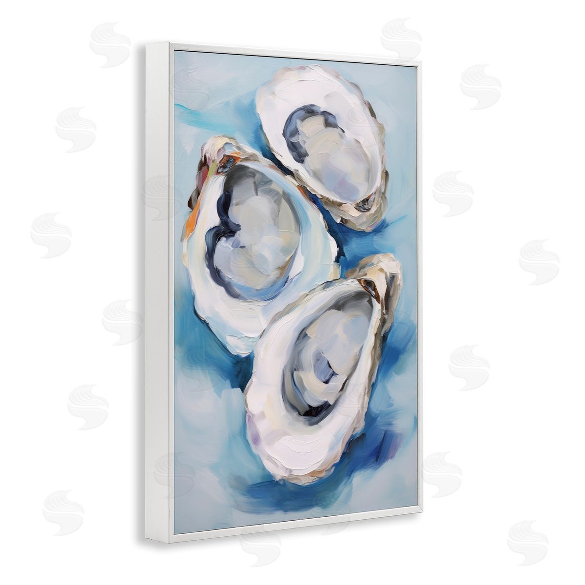 Oyster Shell Trio White Frame Print Wall Art, Home Decor by Petal Prints Design
