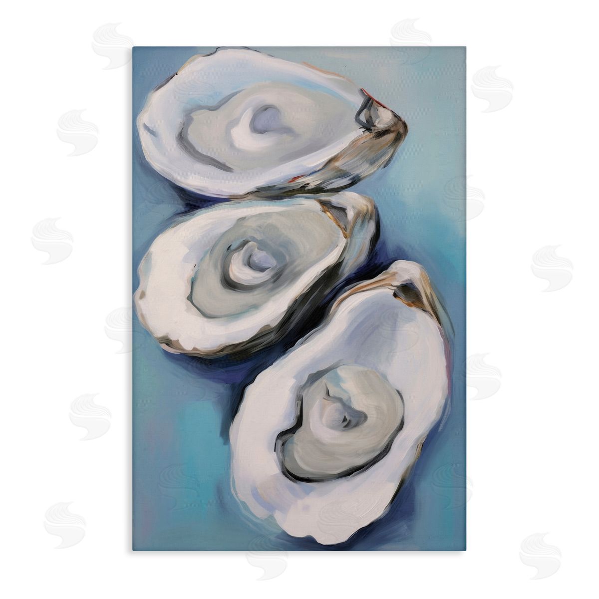 Oyster Seashell Trio Canvas Wall Art, Home Decor by Petal Prints Design