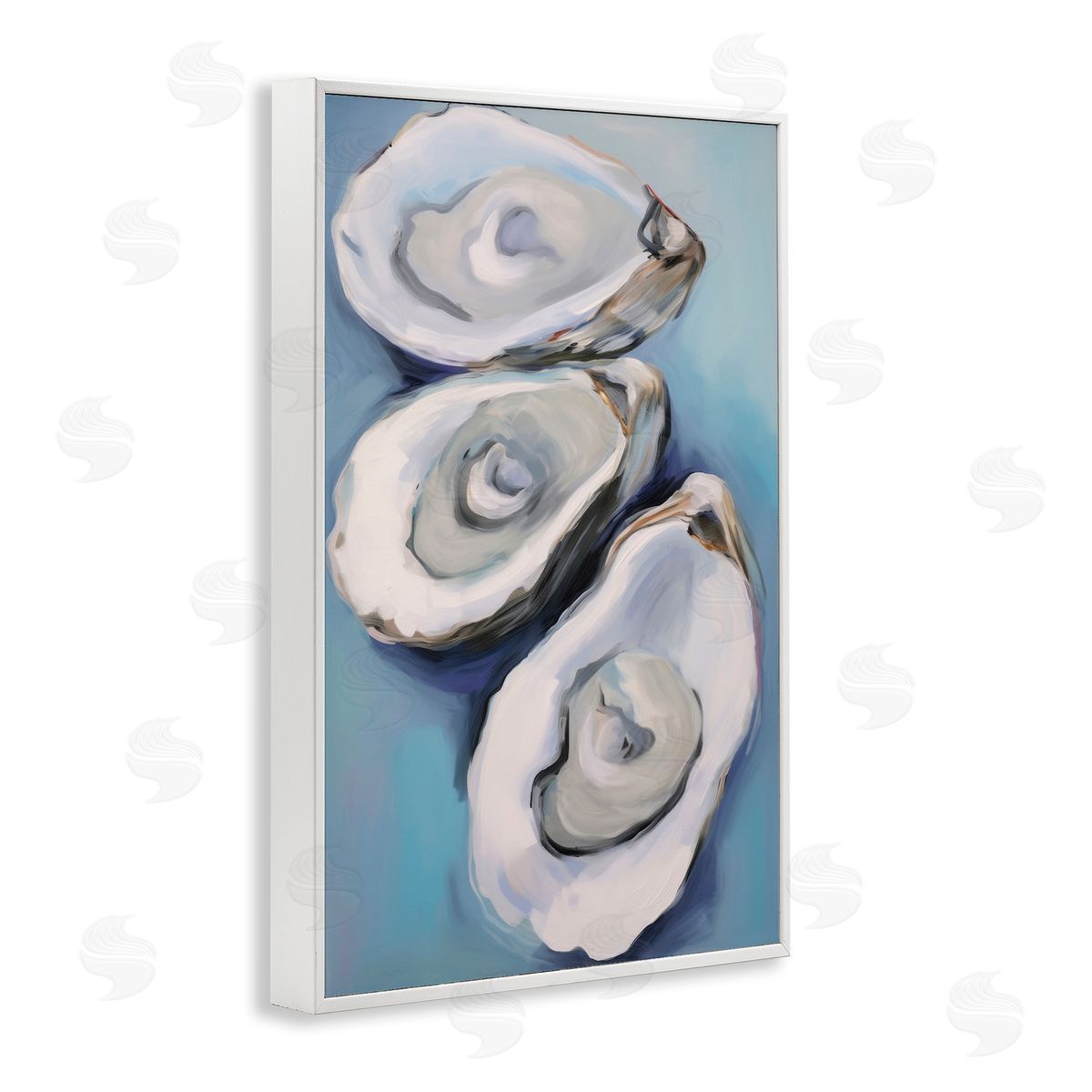 Oyster Seashell Trio White Frame Print Wall Art, Home Decor by Petal Prints Design