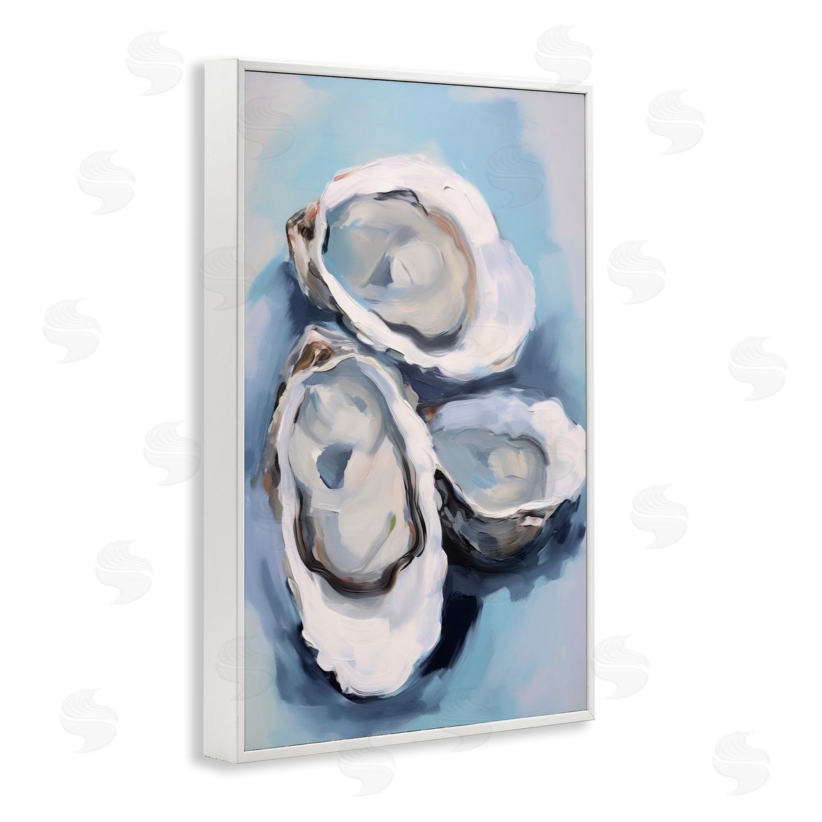 Three Oyster Seashells White Frame Print Wall Art, Home Decor by Petal Prints Design
