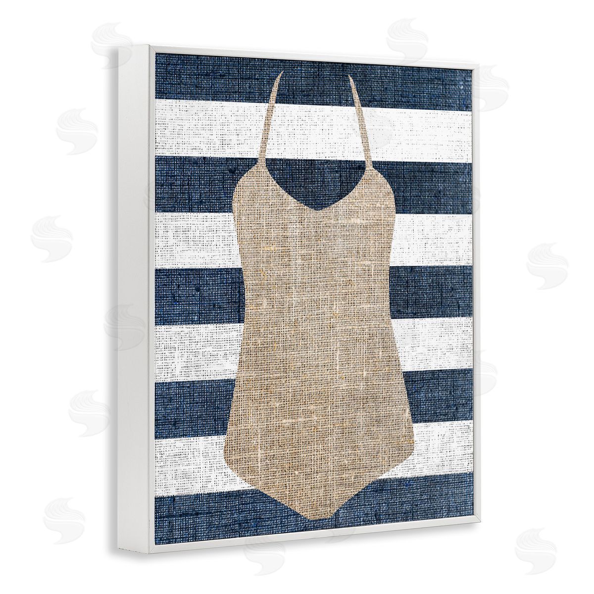 Swimsuit on Stripes White Frame Print Wall Art, Home Decor by Stupell Studio