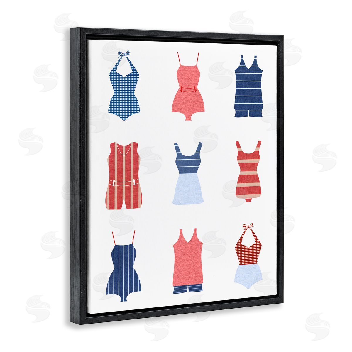 Various Beach Swimsuits Black Floating Frame Canvas Wall Art, Home Decor by Stupell Studio
