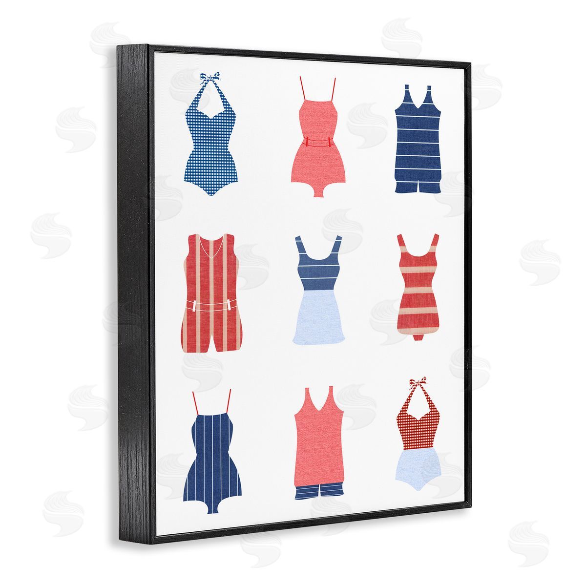 Various Beach Swimsuits Black Frame Print Wall Art, Home Decor by Stupell Studio