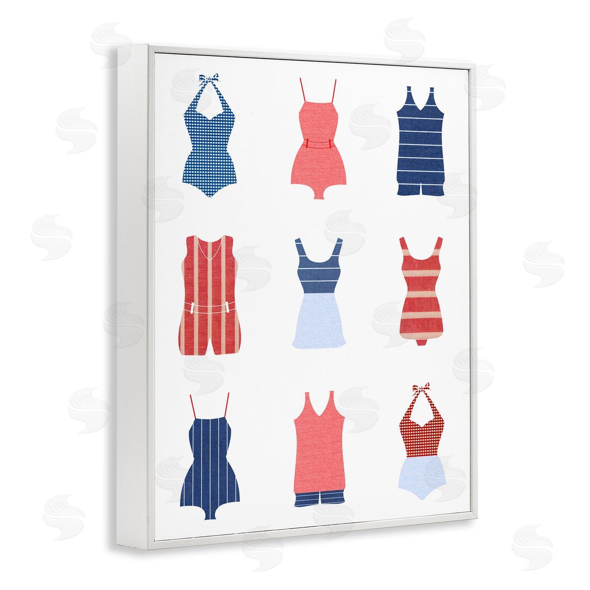 Various Beach Swimsuits White Frame Print Wall Art, Home Decor by Stupell Studio