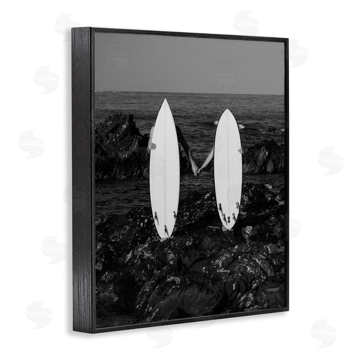 Romantic Surfer Couple Black Frame Print Wall Art, Home Decor by Stupell Studio