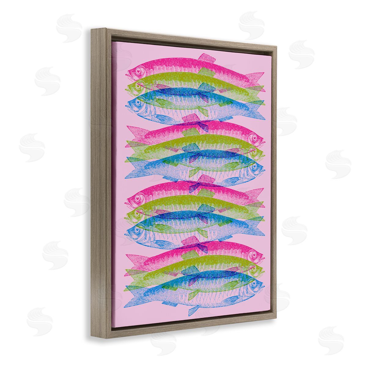 Rainbow Layered Fish Brown Floating Frame Canvas Wall Art, Home Decor by Stupell Studio