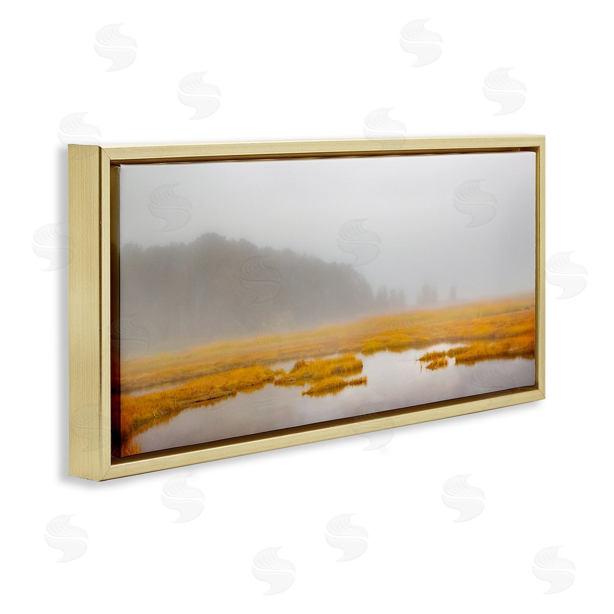 Flooded Marshland Landscape Gold Floating Frame Canvas Wall Art, Home Decor by Brooke T. Ryan
