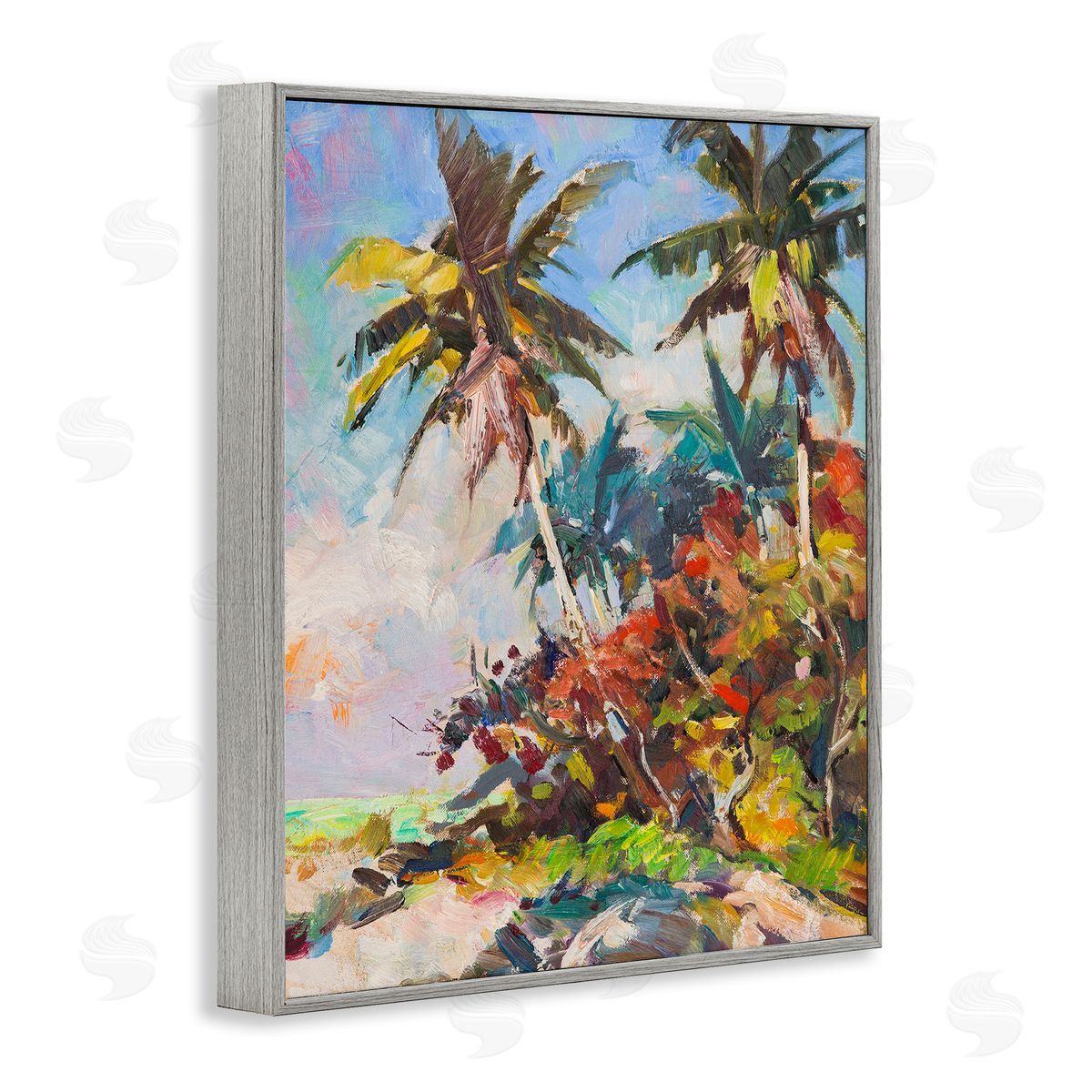 Vivid Palm Nature Grey Frame Print Wall Art, Home Decor by Richard A. Rodgers