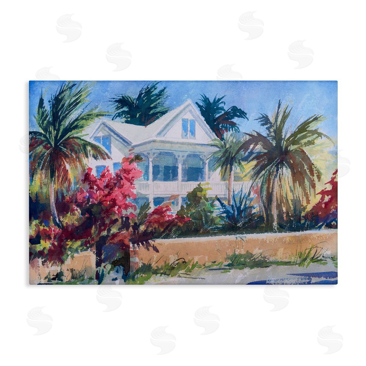 Palm Tree Cottage Canvas Wall Art, Home Decor by Richard A. Rodgers