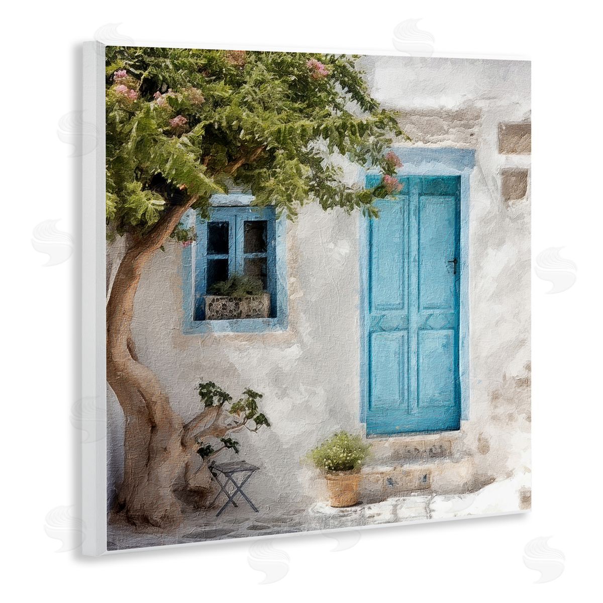 Blue Door and Tree Wood Plaque Wall Art, Home Decor by RileyB